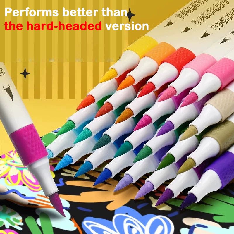 

12/24/36/48/60 Colors Soft Head Opaque Color Layering Color Marker Set Art Supplies for Artist Korean Stationery School Supplies