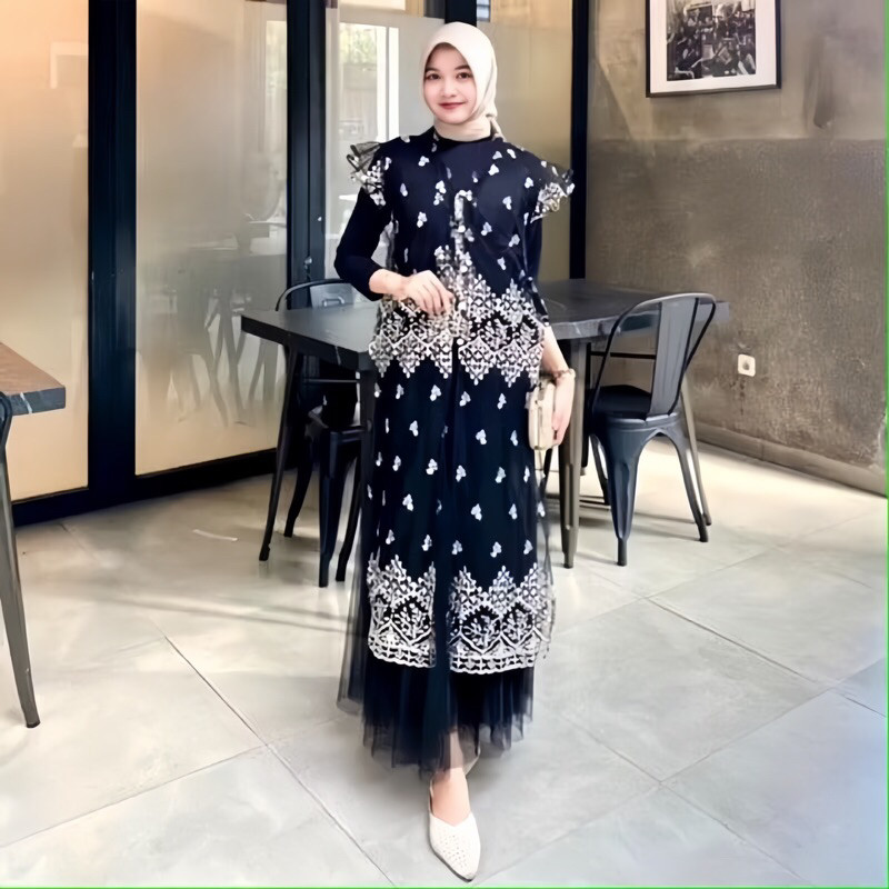 BAHAN PREMIUM / Outer Brukat Sapto / Outer Tunik Brukat Kondangan Hitam Mix