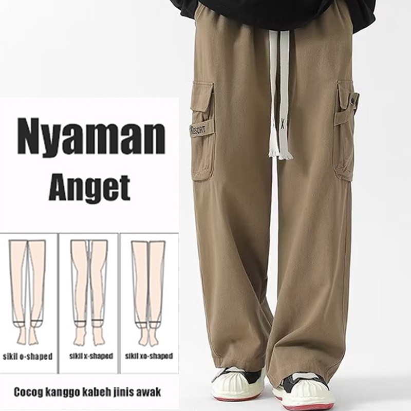 Celana cargo panjang pria Long pants Baggy pants Celana longgar pria Celana Training Pria Korean sty