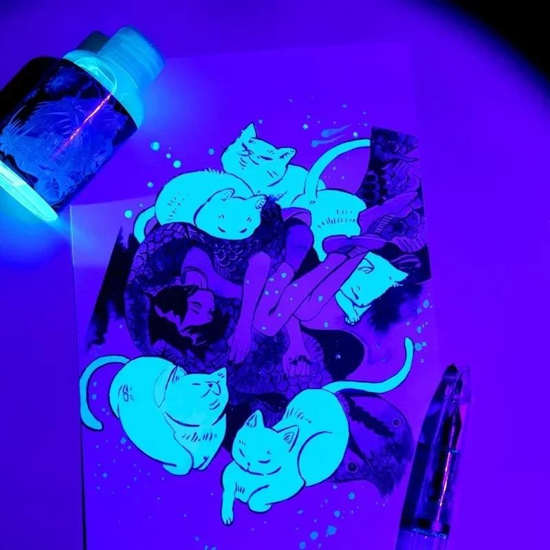 

18 ml Colorful Invisible Ink For Fountain Glass Dip Pen Creative Non-Carbon Magic Fluorescent Ink UV Light Gift Stationery