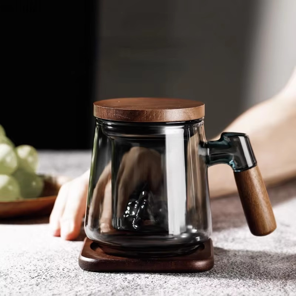 Teko Gelas Teh Kaca Saringan Tahan Panas Api Infuser Teapot 500ml
