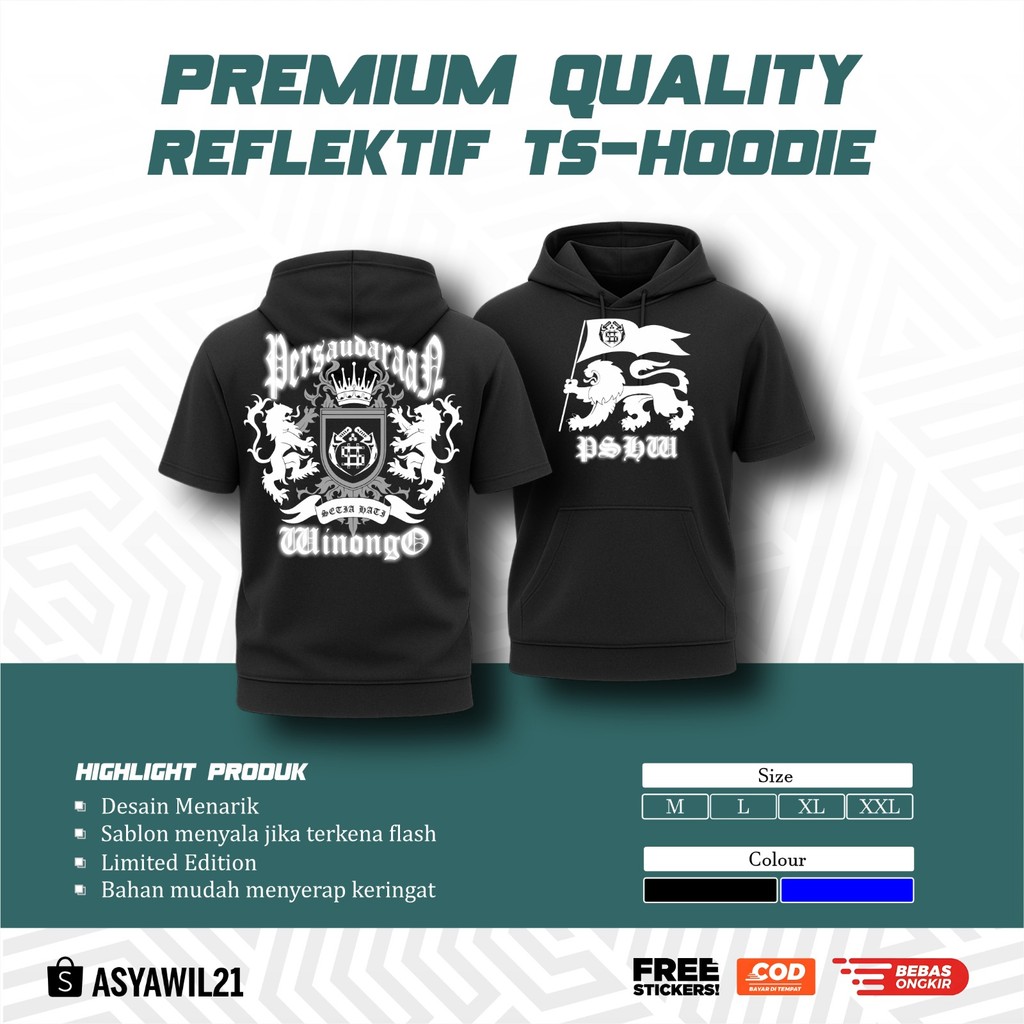 Ts-HOODIE PSHW MENYALA PERSAUDARAAN SETIA HATI WINONGO SINGA TS HOODIE DISTRO PSHW