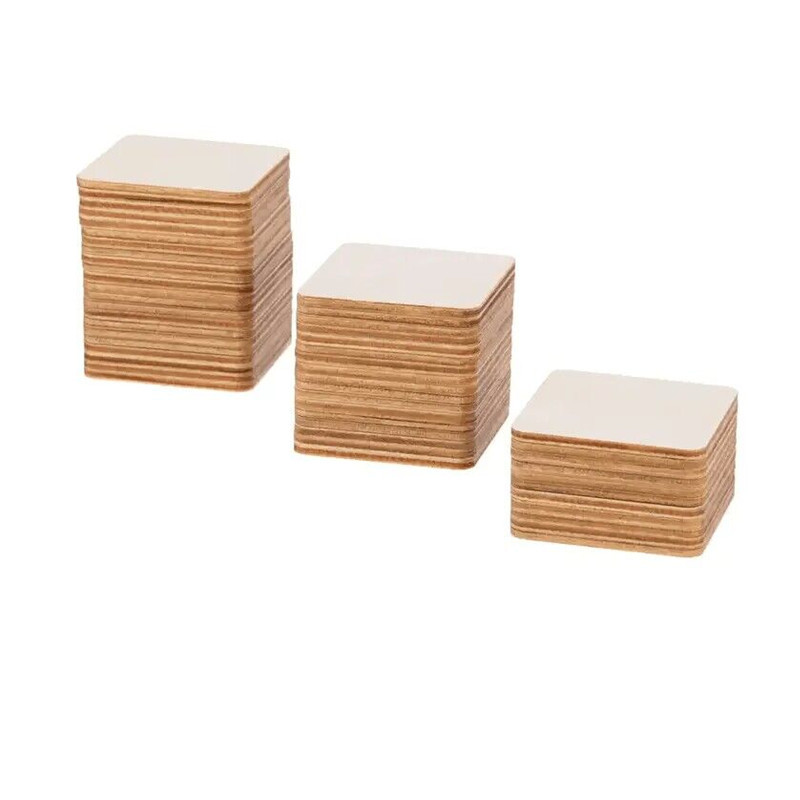 

DIY 50 Pieces 5cm Unfinished Square Wood Slices Blank DIY Crafts Projects