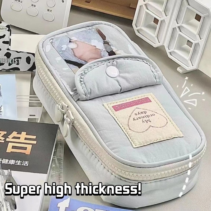 

New Pencil case tempat pensil retro heart zipper large capacity stationery cosmetic pouchPremium