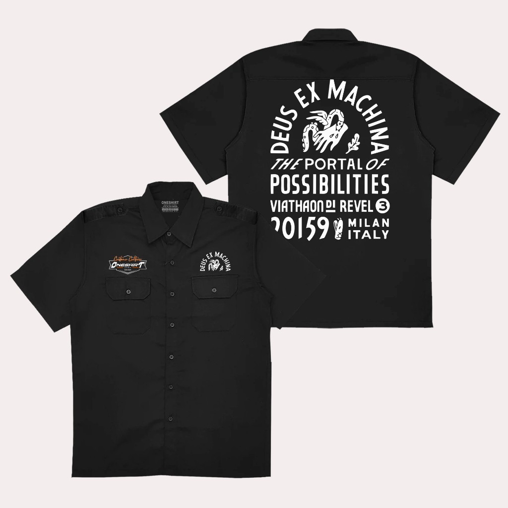 Dayshirt Kemeja Workshirt Deus Ex Machina Portal Possibilitas Baju Pdh Hitam
