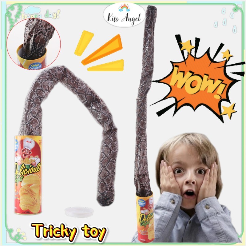 Mainan Prank Kaleng Ular Palsu Snake Potato Chips Prank Prank Toy Keripik Kentang Prank April Mop Da