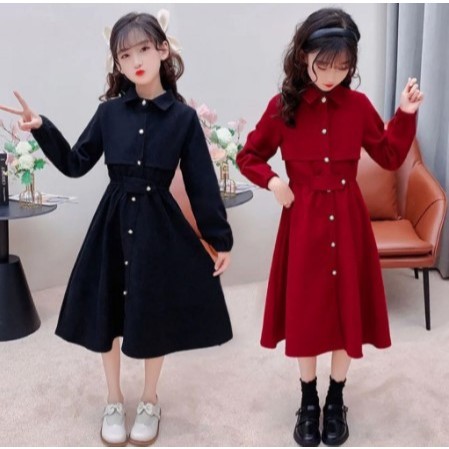 Baju Dress Anak Perempuan Korean Style Terusan Anak Cewek Cantik Pakaian Christmas Natal Fashion Ter