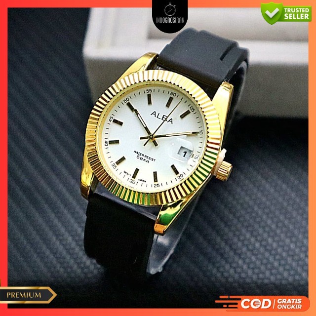 Jam Tangan Wanita Fashion Alba YS 7538 Tanggal Aktif Free Logam Emas - COD - Free Box Dan Baterai Ca
