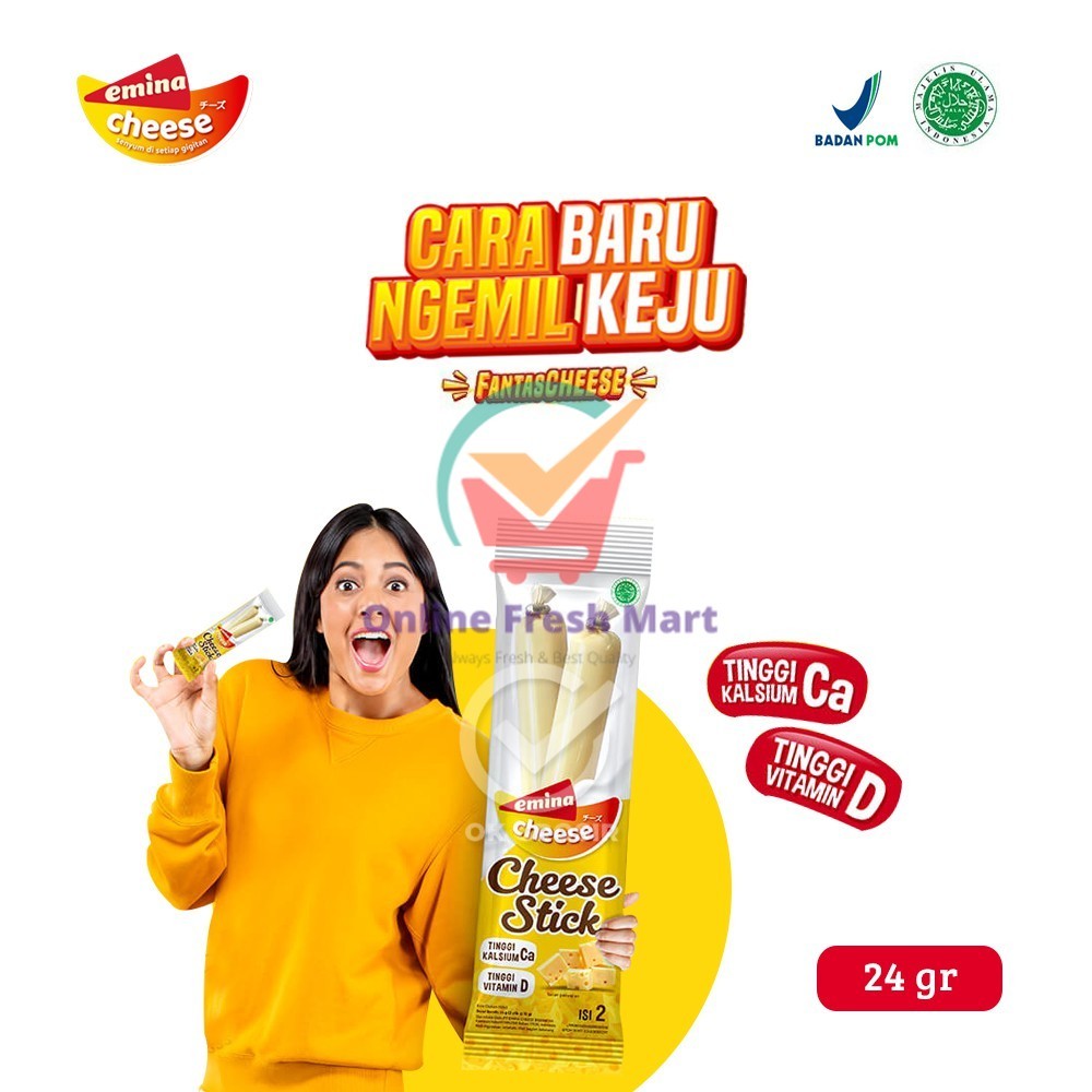 

Emina Cheese Stick / Stik Keju Snack Isi 2 (24 gr) - Online Fresh Mart Denpasar