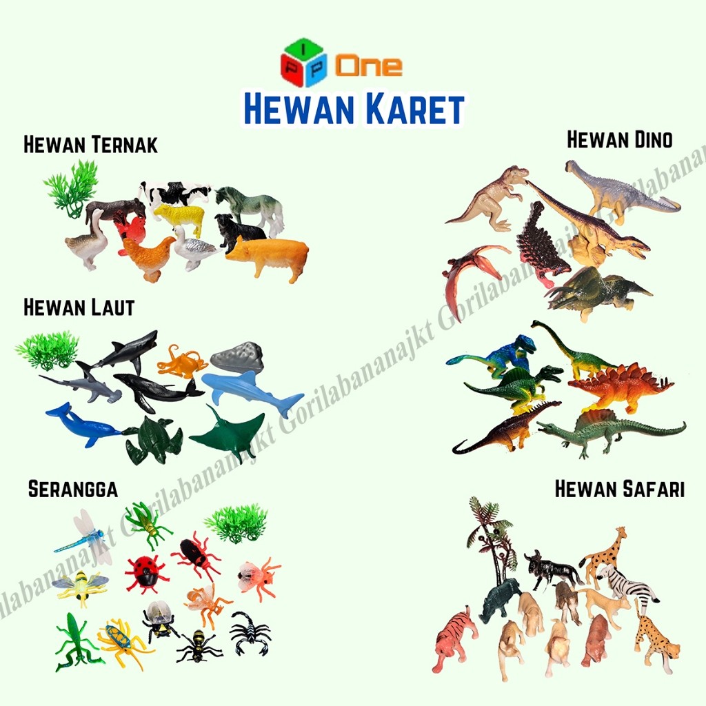 Mainan Hewan Karet Warna Warni Dewasa Figur Binatang Dinosaurus untuk anak