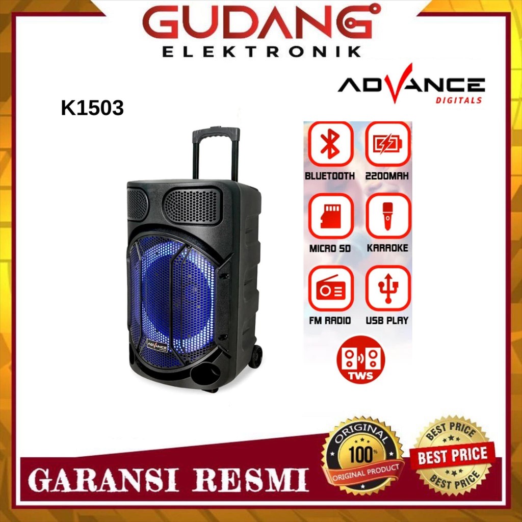 SPEAKER BLUETOOTH ADVANCE 1503 SPEAKER 15" ADVANCE PLUS 2 MIC K1503