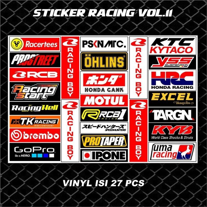 

Stiker Racing Besar hologram isi 27 sticker stiker pack rancing