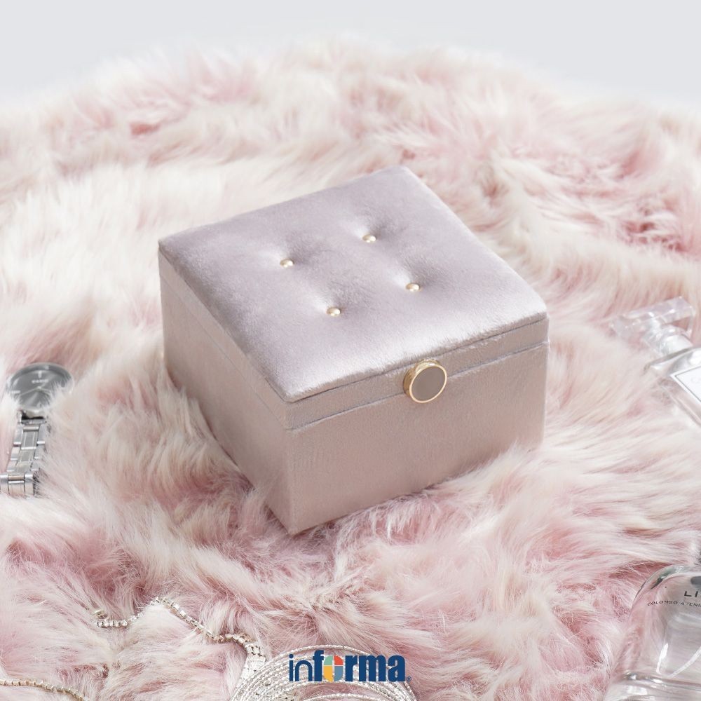 Informa 12x12.3x7.6 cm Camilla Kotak Perhiasan - Abu-Abu Wadah Simpan Aksesoris Tempat Anting Kalung