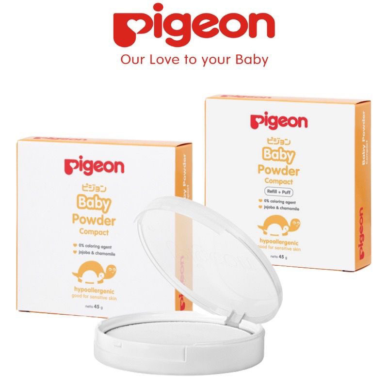 Pigeon Baby Compact Powder Cake Set Refill + Puff 45gr 45 Gr Bedak Bayi