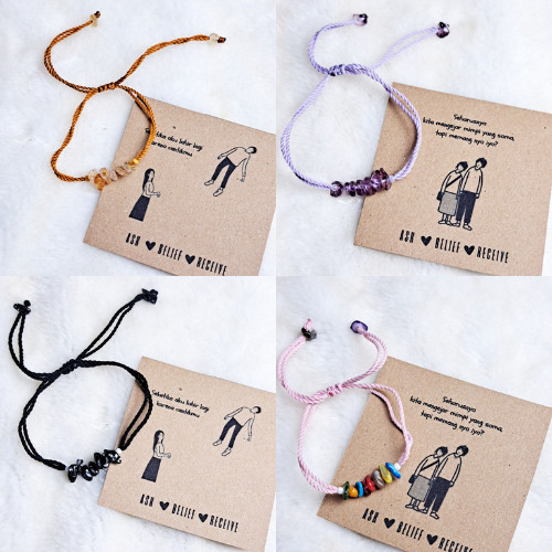 Gelang Tali Batu Pecah / gelang tali etnik / gelang korea