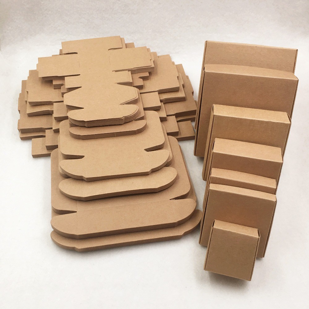 

50Pcs/Lot Gift Box kraft Paper Jewelry Boxes Blank Carry Case Jewelry Accessory Packaging Handmade Cardboard Display Paper Boxes