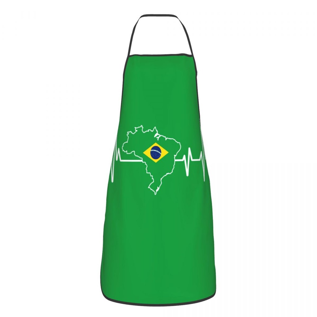 

Heartbeat Design Brazilian Flag Brazil Bib Aprons Kitchen Chef Brazilian Proud Tablier Cuisine for Cooking Baking Gardening
