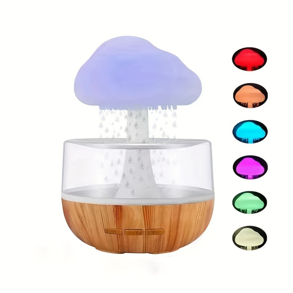 1pc Seven-color Cloud Rain Mushroom Light Cloud Atmosphere Night Light Aromatherapy Humidifier Seven