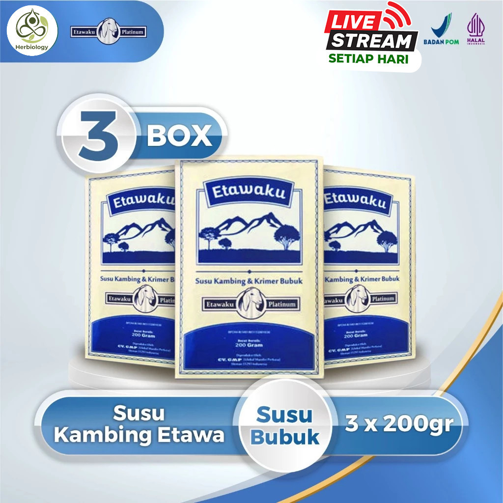 

Etawaku Platinum Paket 3 Box | Susu Kambing Etawa & Krimer Nabati Isi 200gr Herbiology