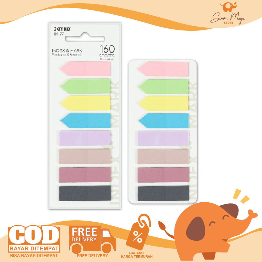 

Joyko Index & Memo IM-77 (160 Sheet) Pembatas 8 Warna Pastel Waterproof