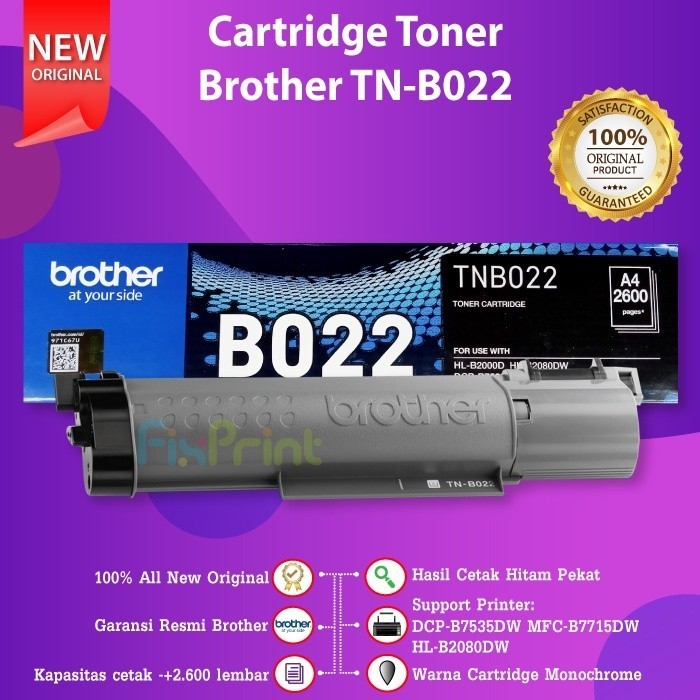 FixPrint Cartridge Toner Brother TN-B022 ORIGINAL Printer DCP-B7535 HL B2080DW DCP B7535DW MFC B7715
