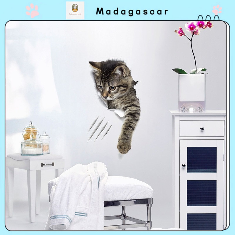 [MADA] walpaper dinding motif walpaper stiker motif lucu / stiker dinding vynil PVC motif kucing 3D 