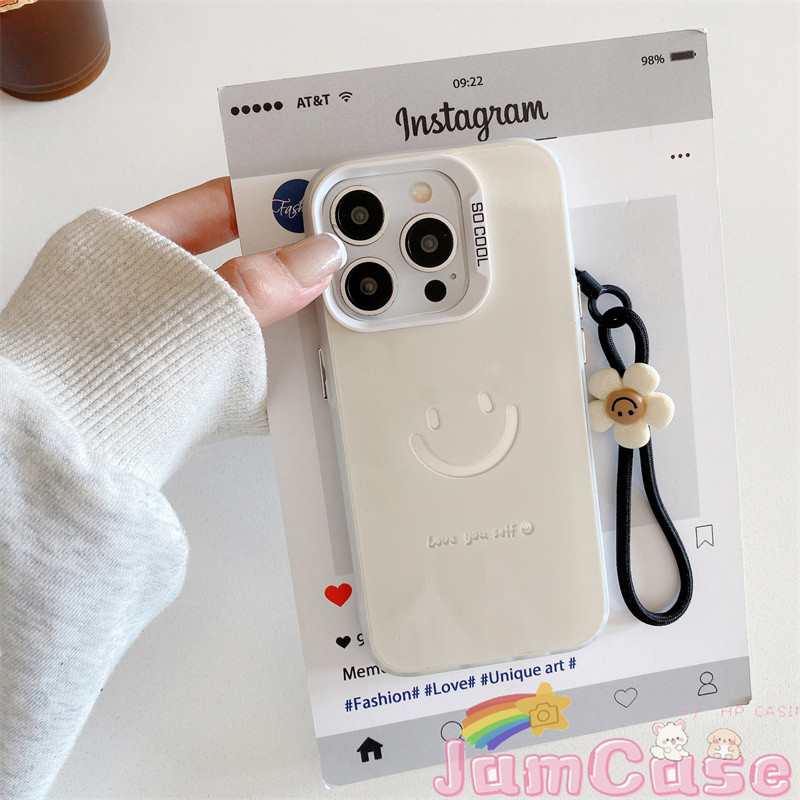 【Jam Case】case OPPO Wajah tersenyum sederhana Casing ponsel cocok untuk OPPO A94 F17PRO Casing Anti 