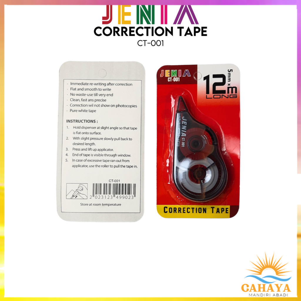 

CAHAYA MANDIRI ABADI6 TIP EX CORRECTION TAPE CT-522 JENIA KERTAS ROLL MURAH 12 METER CT 522 TIPEX ATK STATIONARY