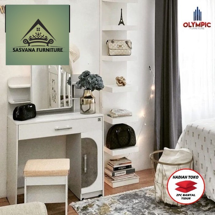 (FREE BANTAL TIDUR) TERLARIS Olympic Meja Rias Kaca Panjang / Dressing Table / MR CELESTINE SASVANA 