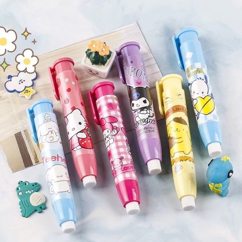 

Penghapus Pensil Mekanik CETEK Penghapus Lipstik lucu gambar karakter Sanrio Kuromi / Cinamonroll / melody