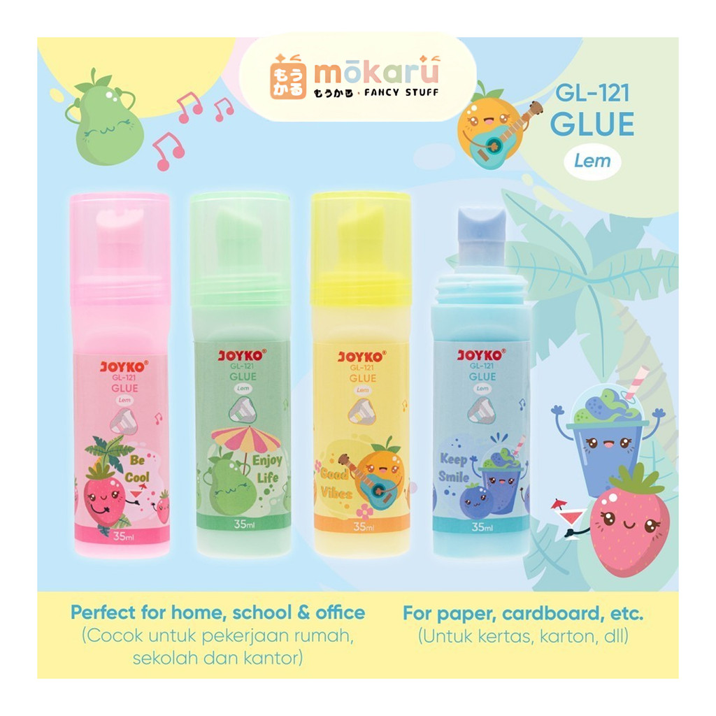 

Joyko Glue Liquid GL-121 Fruit Series Lem Cair Tabung Berwarna