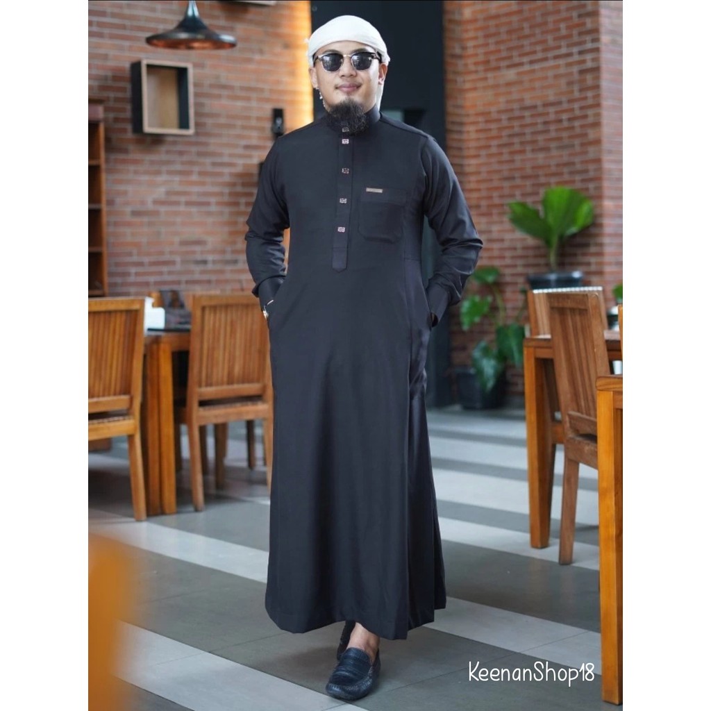 Jubah Series Hudzaifah Prado | Jubah Dewasa Lengan Panjang Manset | Gamis Pria Dewasa Kerah Kemeja -