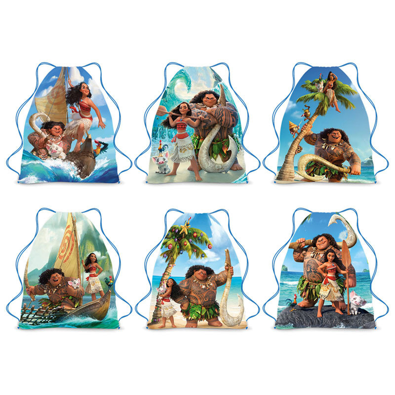 

6/36Pcs Moana Gift Bags Kids Favors Baby Shower Non-Woven Fabric Drawstring Backpack Baby Shower Party Decor Birthday Supplies