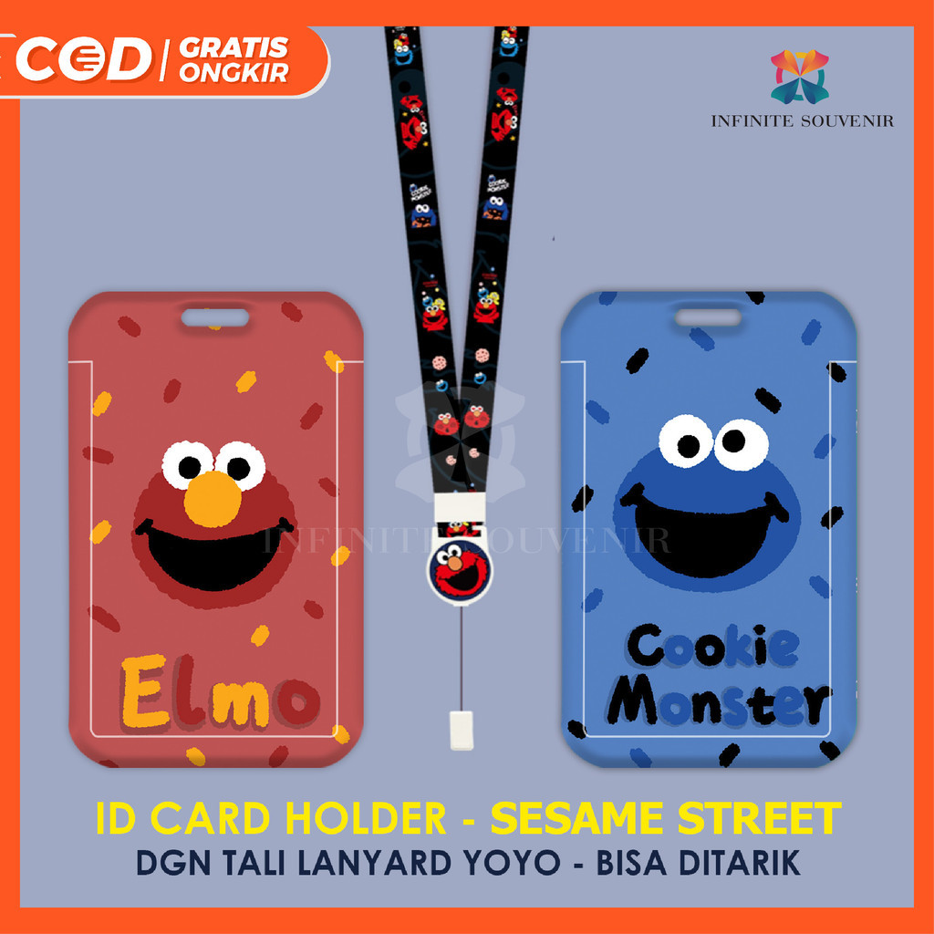 

(N017) ID Card Holder Tali Yoyo Sesame Street / Nametag Yoyo Elmo Cookies / Card Holder Yoyo / Lotso / Card Holder Tali Bisa Ditarik