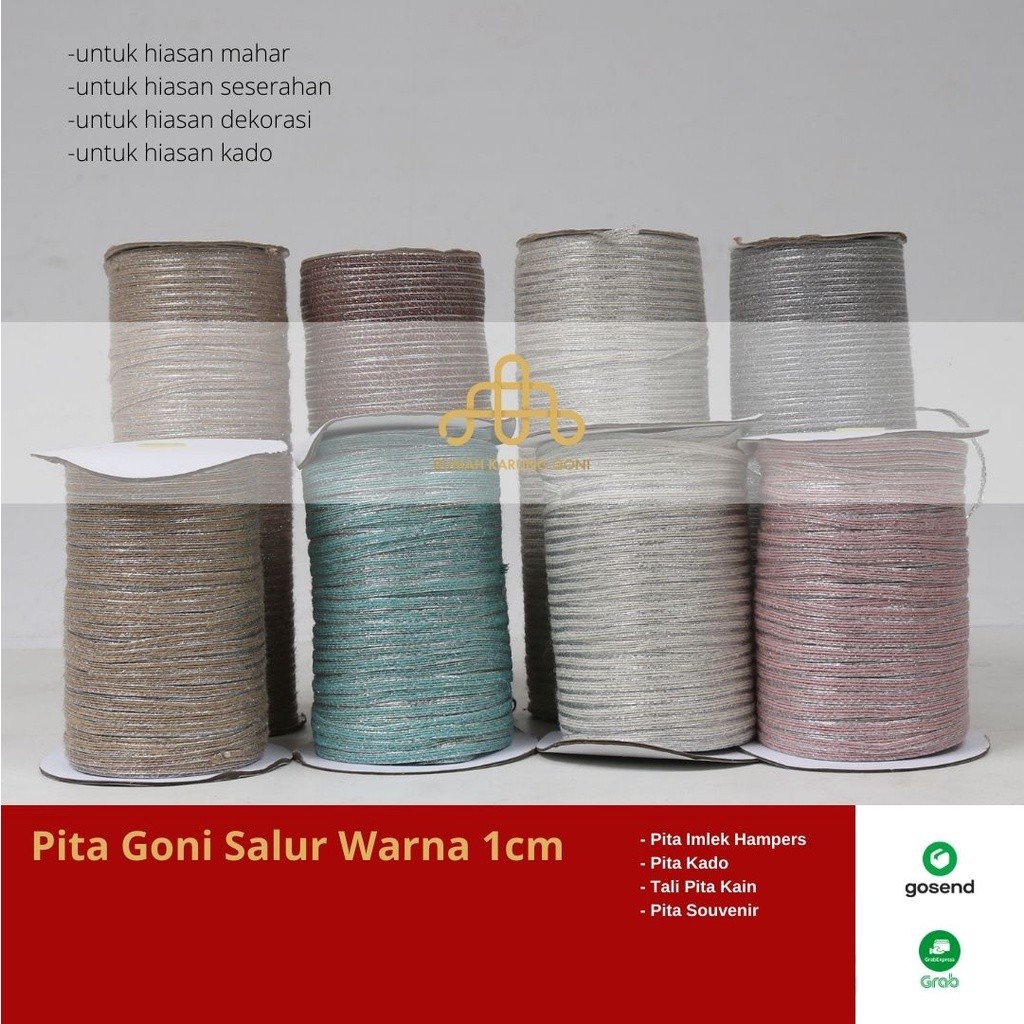 

Pita Goni Salur Warna 1cm - Pita Imlek Hampers - Pita Kado - Tali Pita Kain - Pita Souvenir