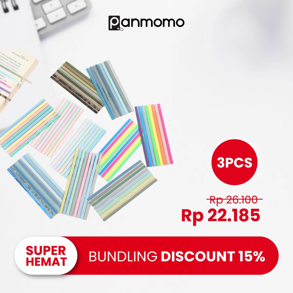 

Panmomo Bundle 3 Pcs Sticky Note Highlighter Panjang Long Strip PET