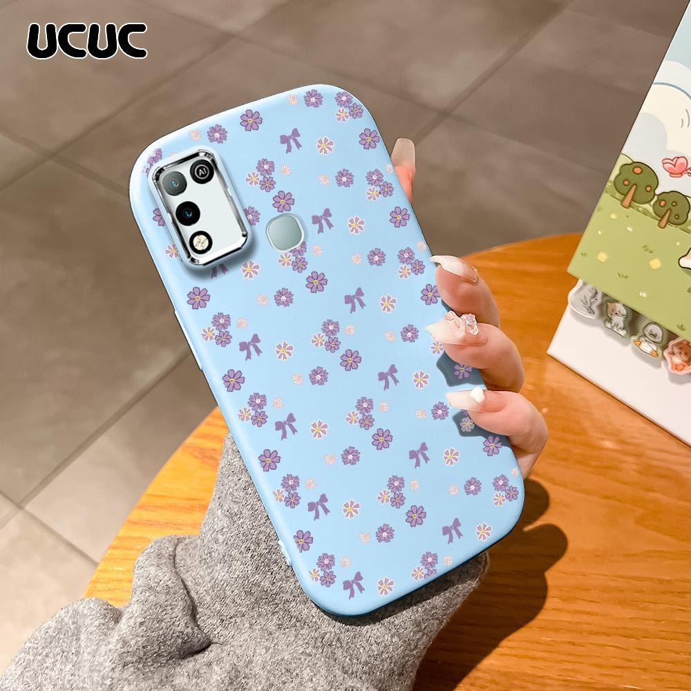 UCUC Infinix Hot 10 Play 11 Play New Original Cartoon Design Silver Edge Lens Fatty Soft Liquid Sili