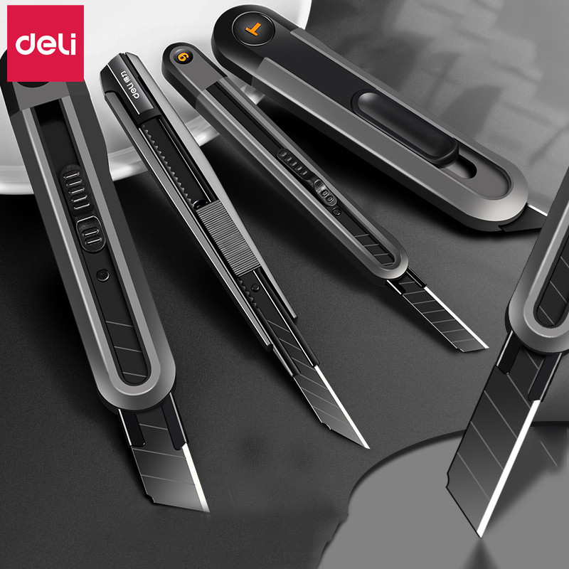 

Deli Utility Knife Portable Pocket Box Cutter Retractable Paper нож 18MM 9MM Metal Blade for Office School Stationery Supplies