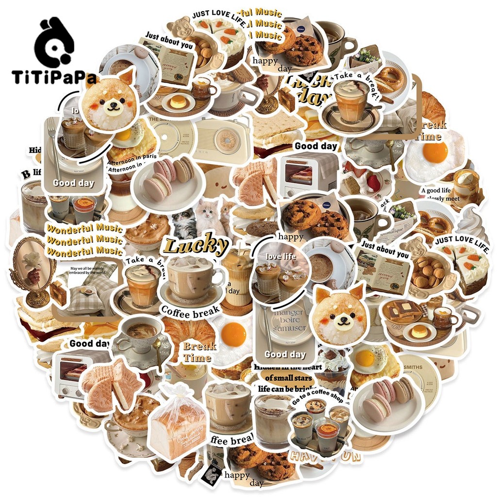 

50Pcs Roti Minuman Stiker Boneka Beruang,Dekoratif Notebook Sepeda Skateboard Seluler DIY