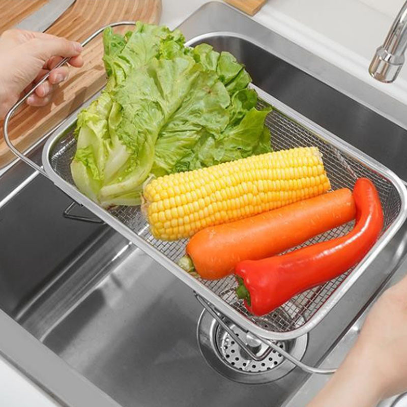 

Adjustable Drain Basket Stainless Steel Kitchen Sink Holder Dish Drain Rack Multifunctional Fruit Vegetable Storage Shelf