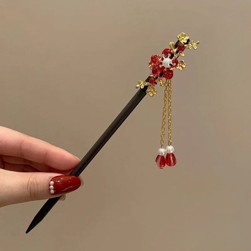 D3W Hiasan Rambut Tusuk Konde Model Modern Elegan Jepit Rambut Sanggul Tusuk Konde Kayu Hanfu Style