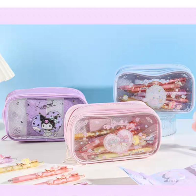 

Japanese Sanrio Transparent Pencil Case Kuromi Cinnamorollins Cute Pvc Pencil Case Student Stationery Storage School Awards