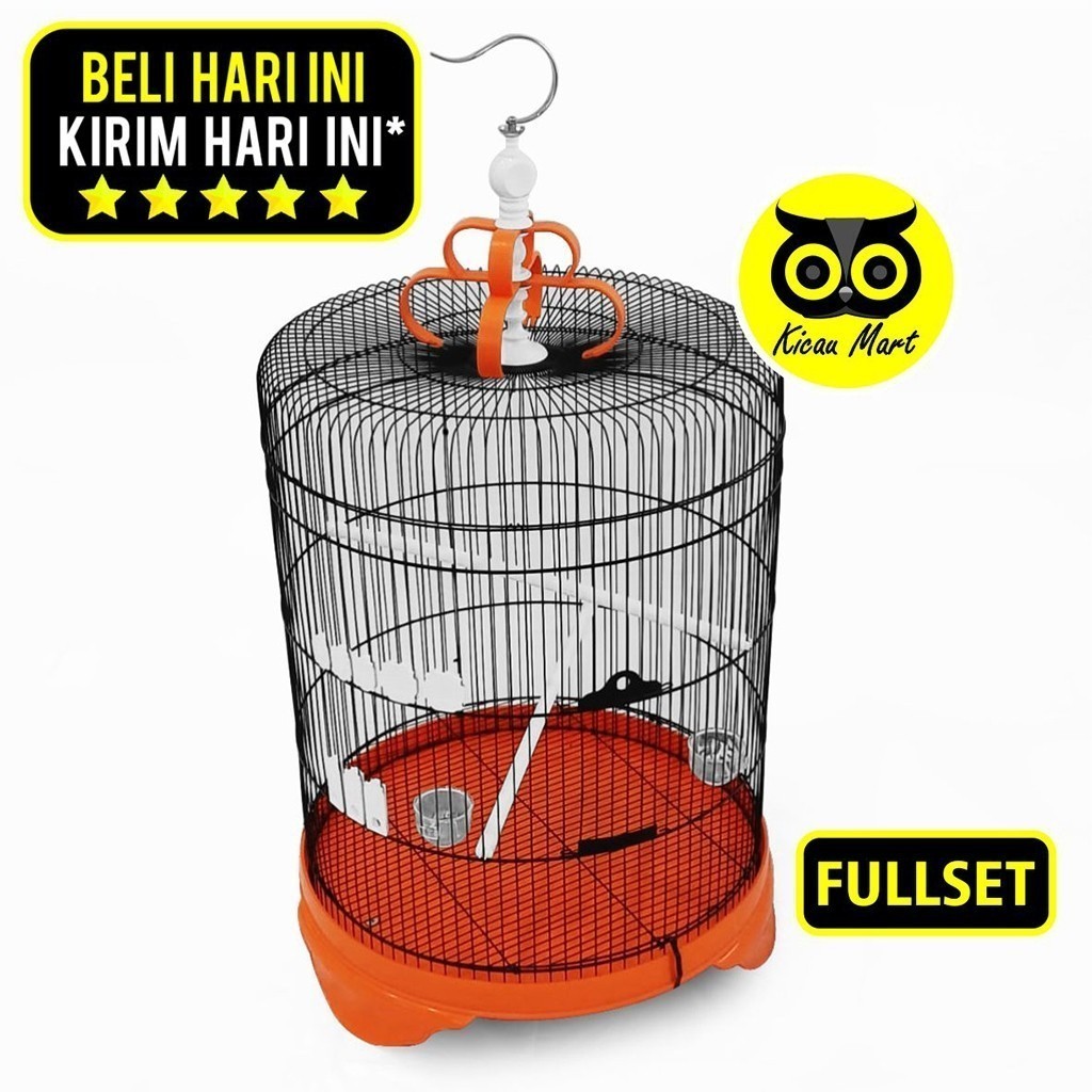 KICAU MART Sangkar Kandang Besi Import Burung Murai Batu Super Jumbo Diameter 57 Cm Fullset Gantunga