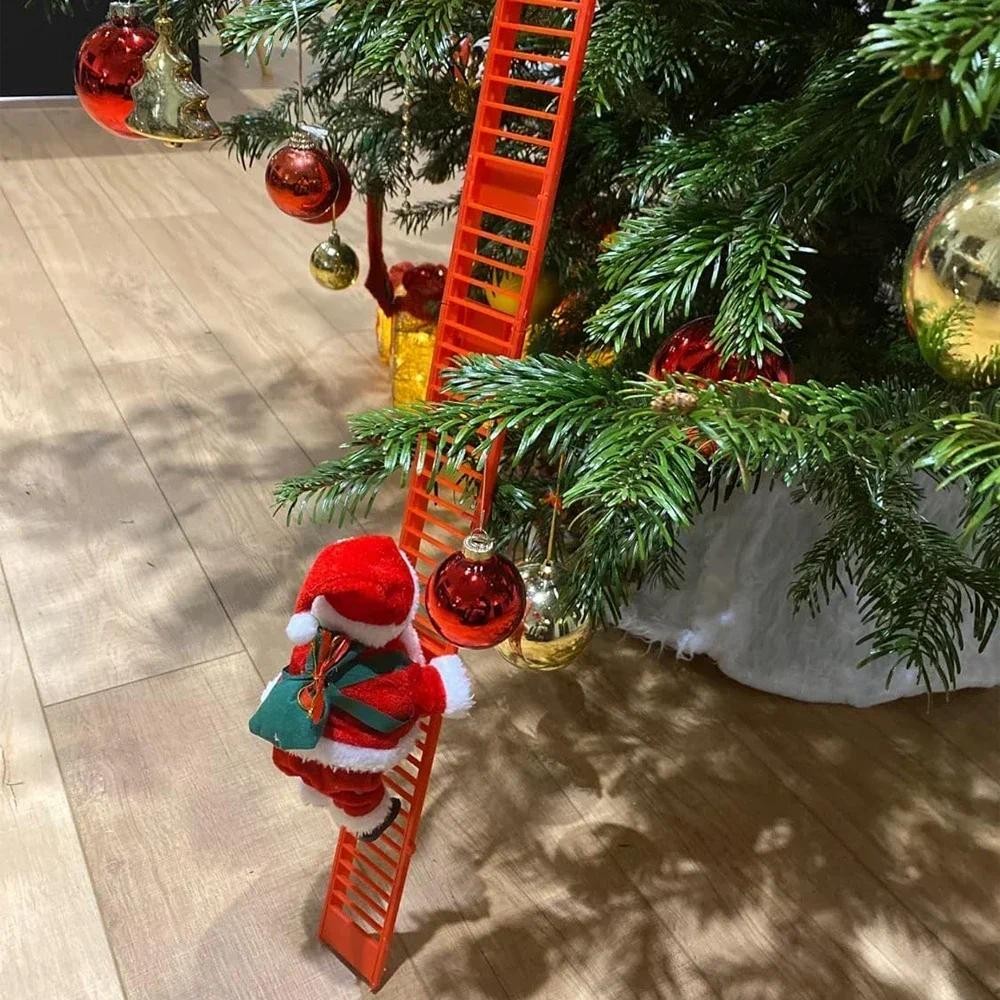 Electric Climbing Ladder Santa Claus Music Doll  Ornament Decoration for Home  Tree Hanging Decor Ne