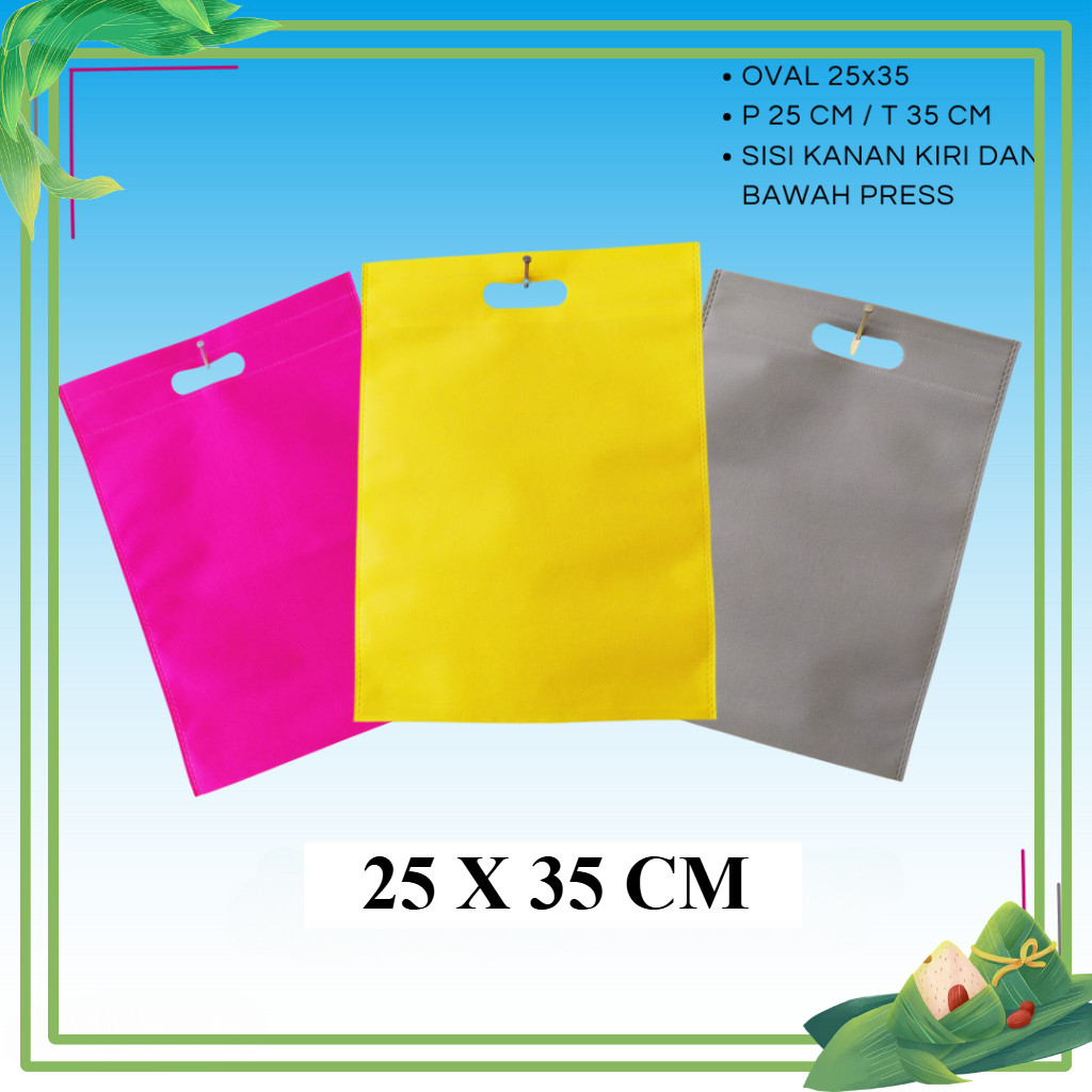 

20 PCS Tas Spunbond Oval uk 25x35 / Goodie Bag / Tas Kain Polos HARGA PER KODI / 20 PCS