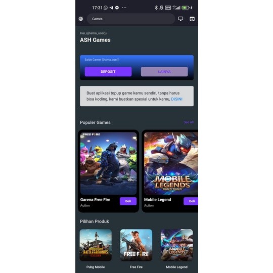 Script Home HTML bukaOlshop