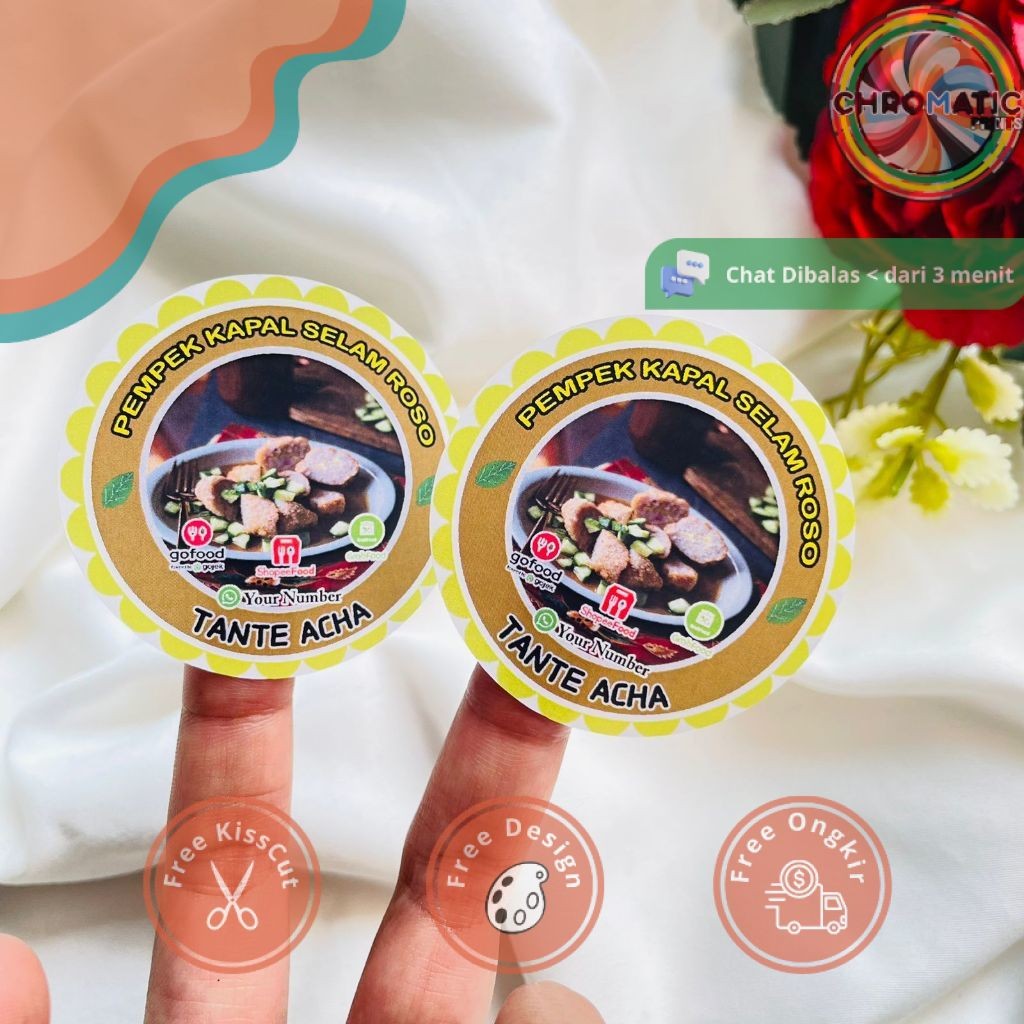 

chromatic Sticker Chromo Bulat Edisi Pempek Tekwan Makanan Khas Palembang Free Desain Murah Uk.Kecil