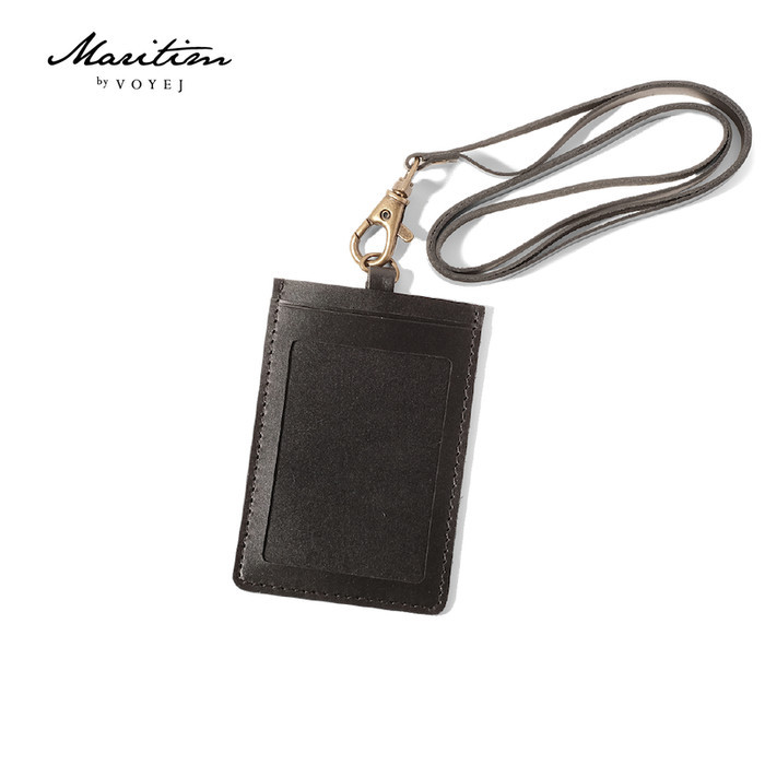 

LARIS -MARITIM Kei ID Card Lanyard - Lanyard ID Kulit Asli - Hitam