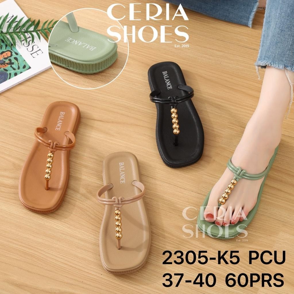 MPH NEW Sandal Jepit Wanita Karet Jelly Import Model Tali T Thong Mutiara Bahan Rubber Ringan Elasti