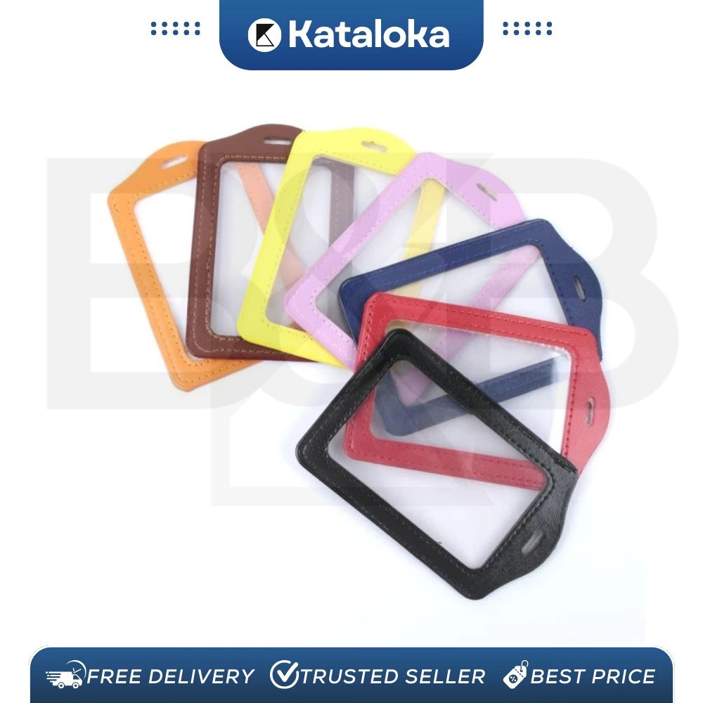

1 Pak isi 50 PCS PU Kulit Badge ID Case Bening 2 muka 2 sisi